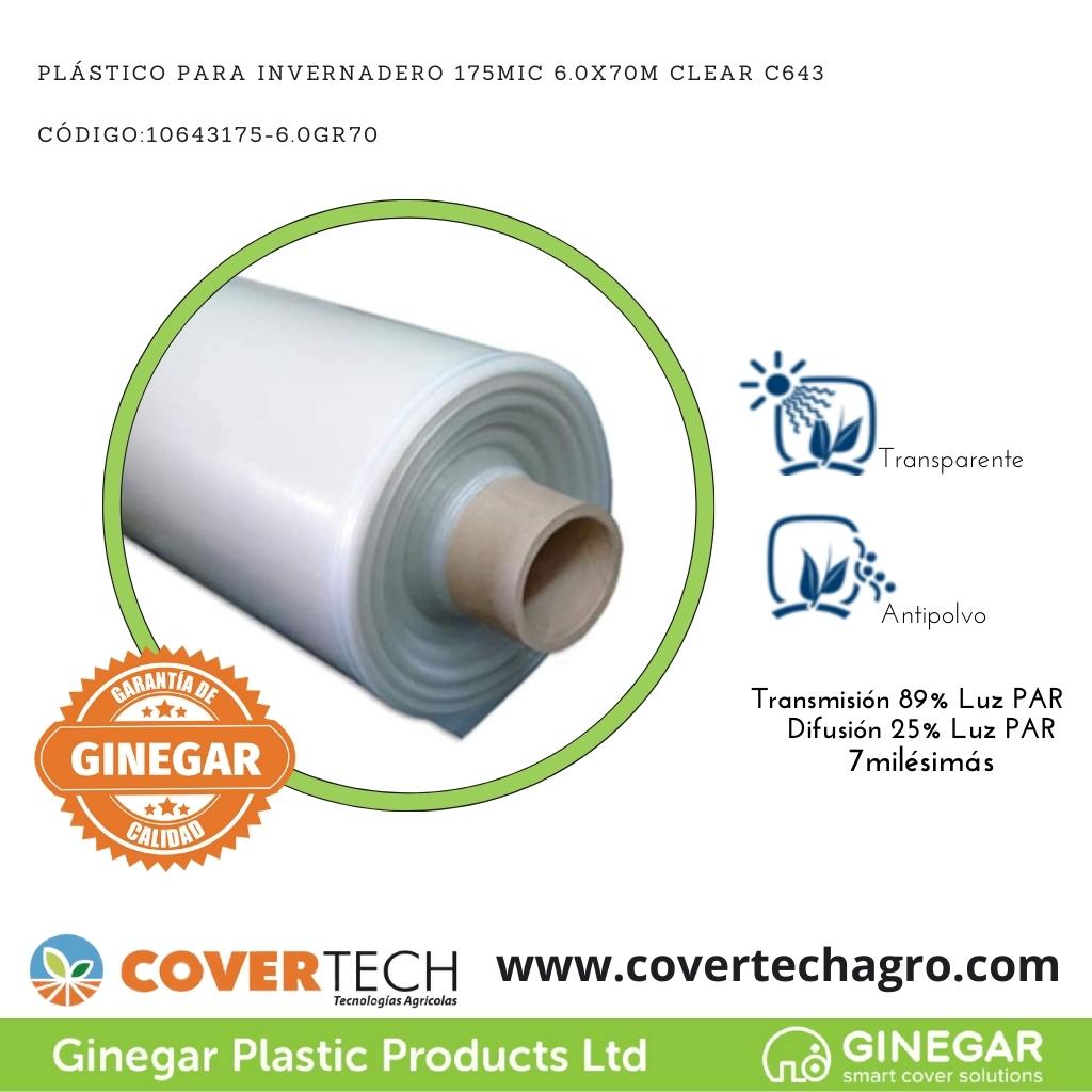  Plastico p. invernadero 175Mic (7milesimas) 6.0x70m Transparente C643