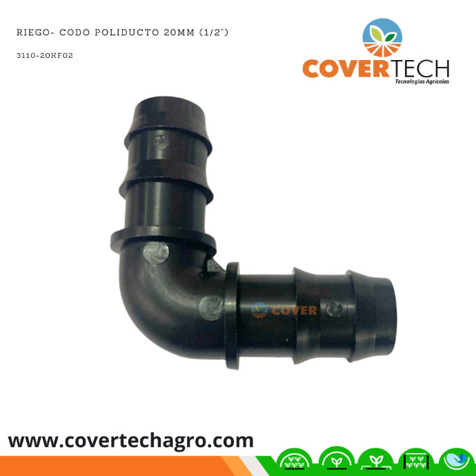 Riego- Codo poliducto 20mm (1/2")
