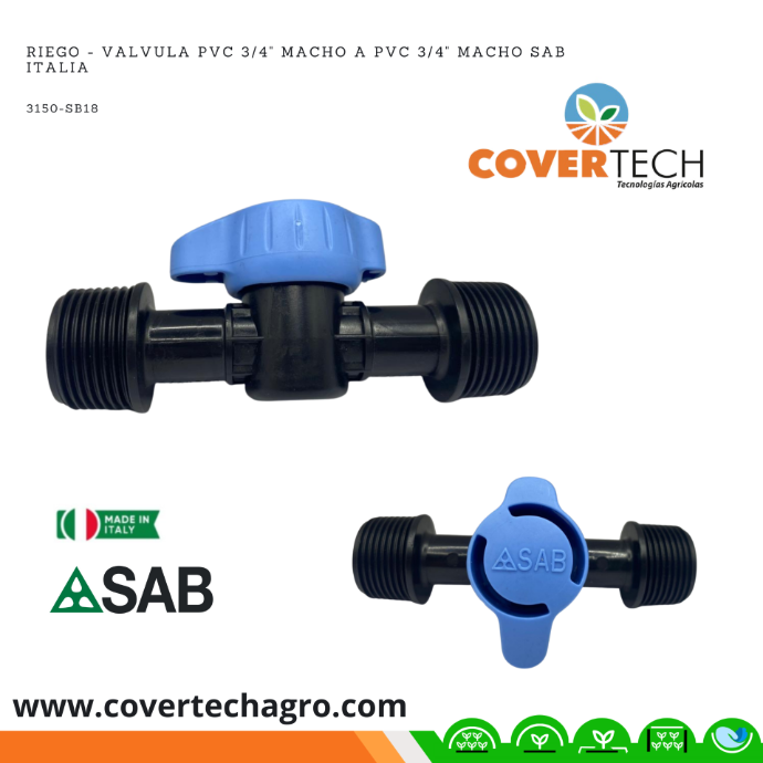  Riego - Valvula PVC 3/4" macho a PVC 3/4" macho SAB Italia