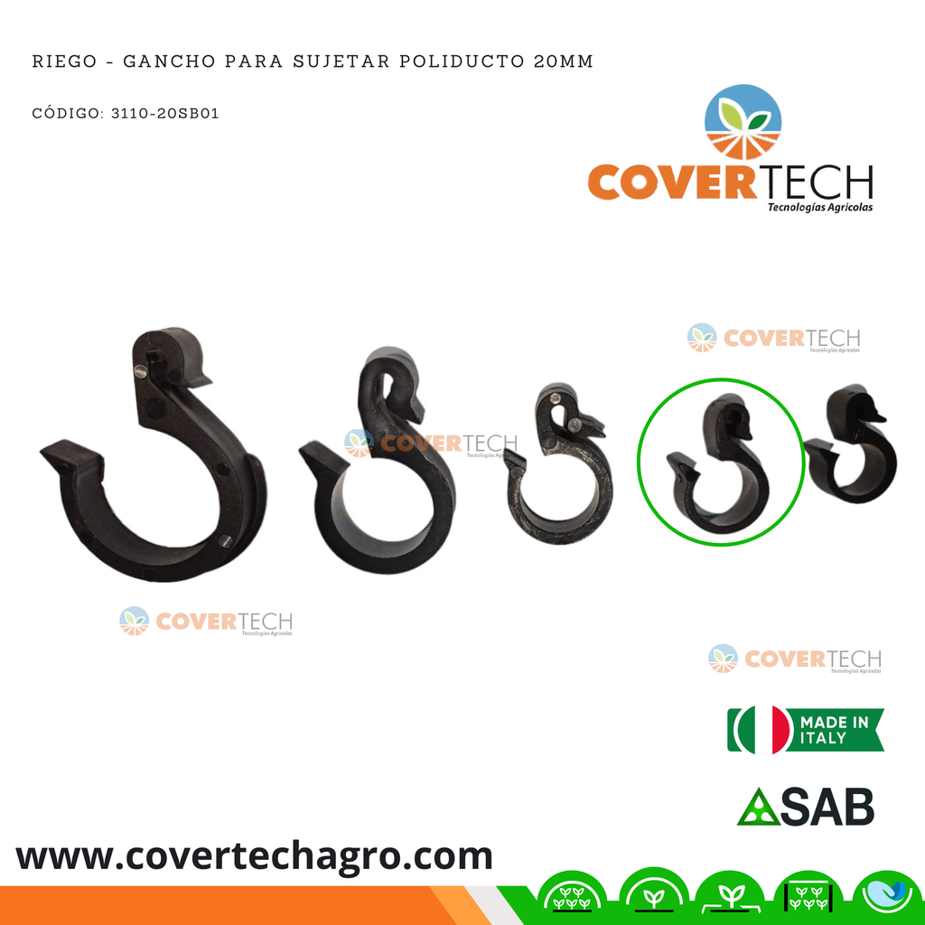  Riego - Gancho para sujetar poliducto 25mm (3/4") SAB Italia