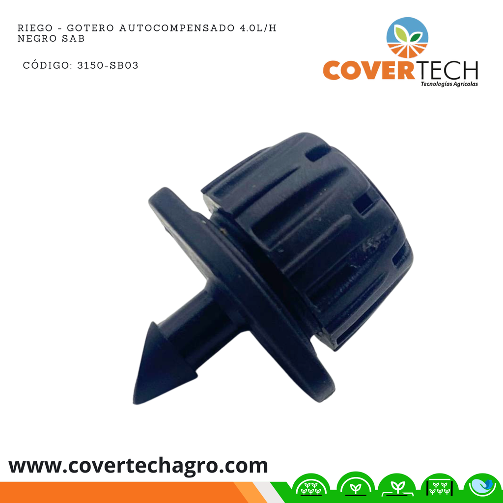 Riego - Gotero autocompensado 4.0l/h negro SAB Italia RAMBO, desmontable