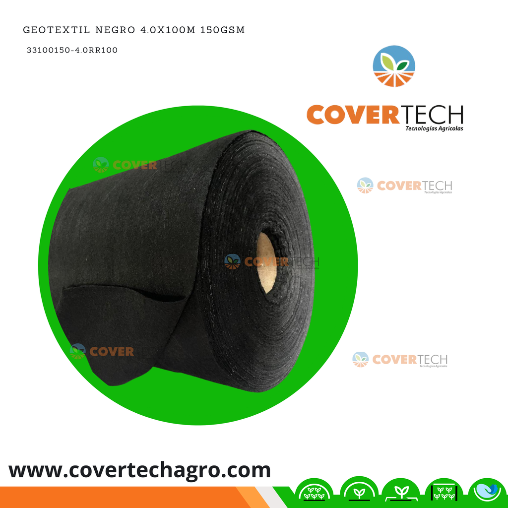 Geotextil Negro 4.0x100m 150gsm