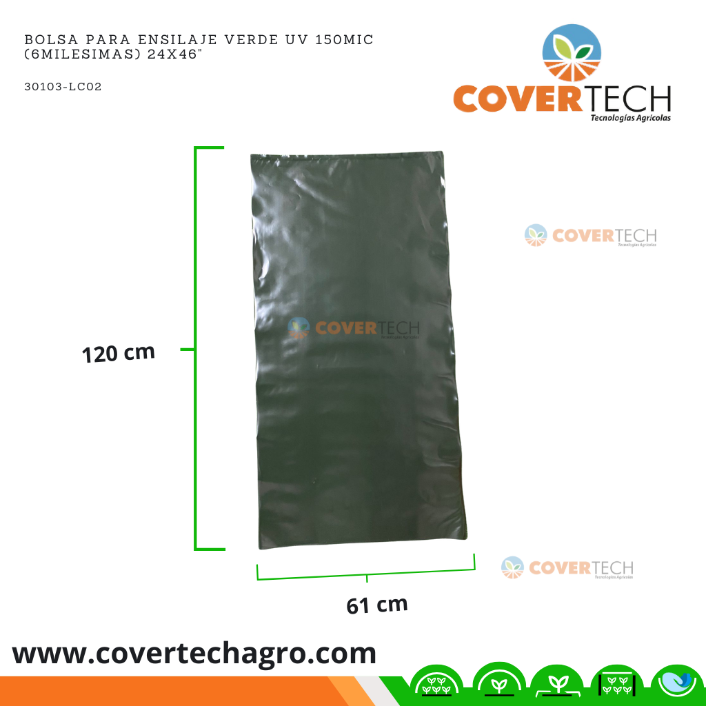 Bolsa para Ensilaje Verde UV 150Mic (6milesimas) 24X46"