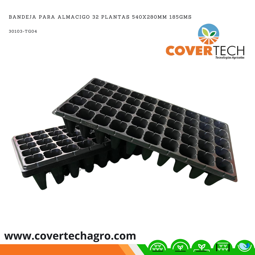 Bandeja para almacigo 32 plantas 540x280mm 185gms