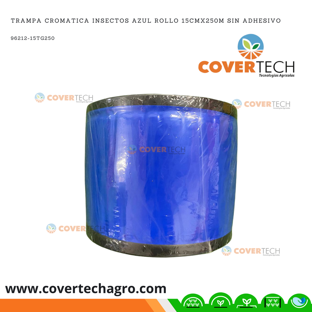 Trampa cromatica insectos Azul Rollo 15cmx250m sin adhesivo
