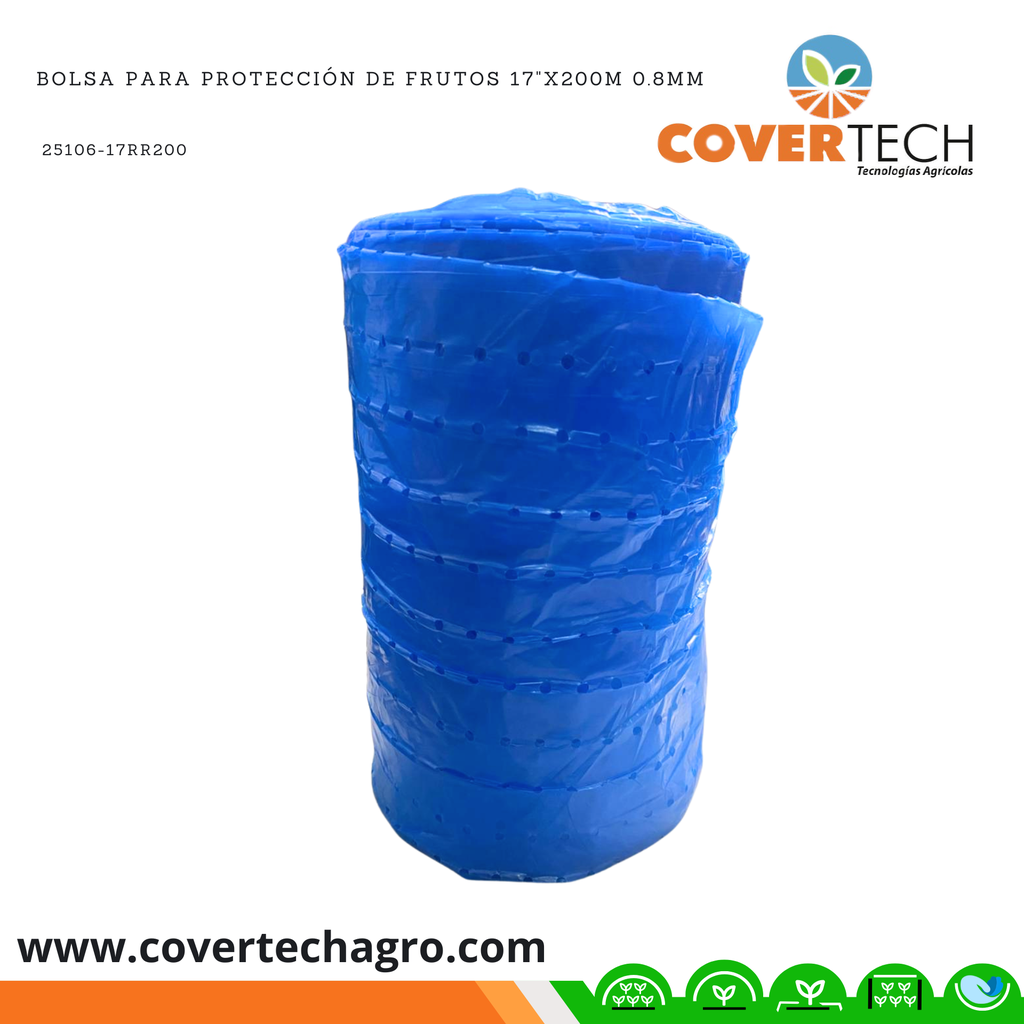 Bolsa para protección de frutos 17"x200m 0.8mm