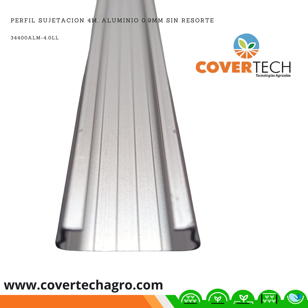 Perfil Sujetacion 4m, Aluminio 1.0mm sin resorte