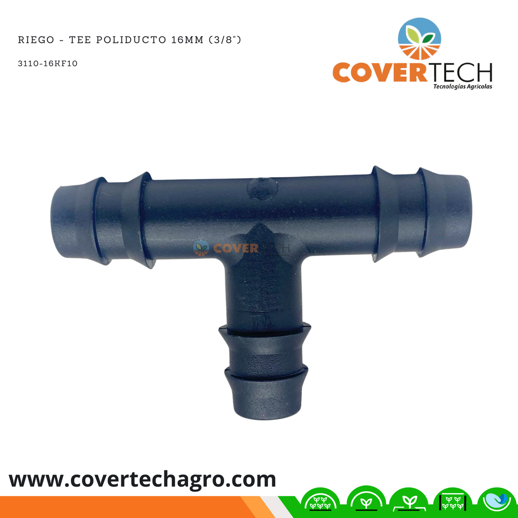 Riego - Tee poliducto 16mm (3/8")