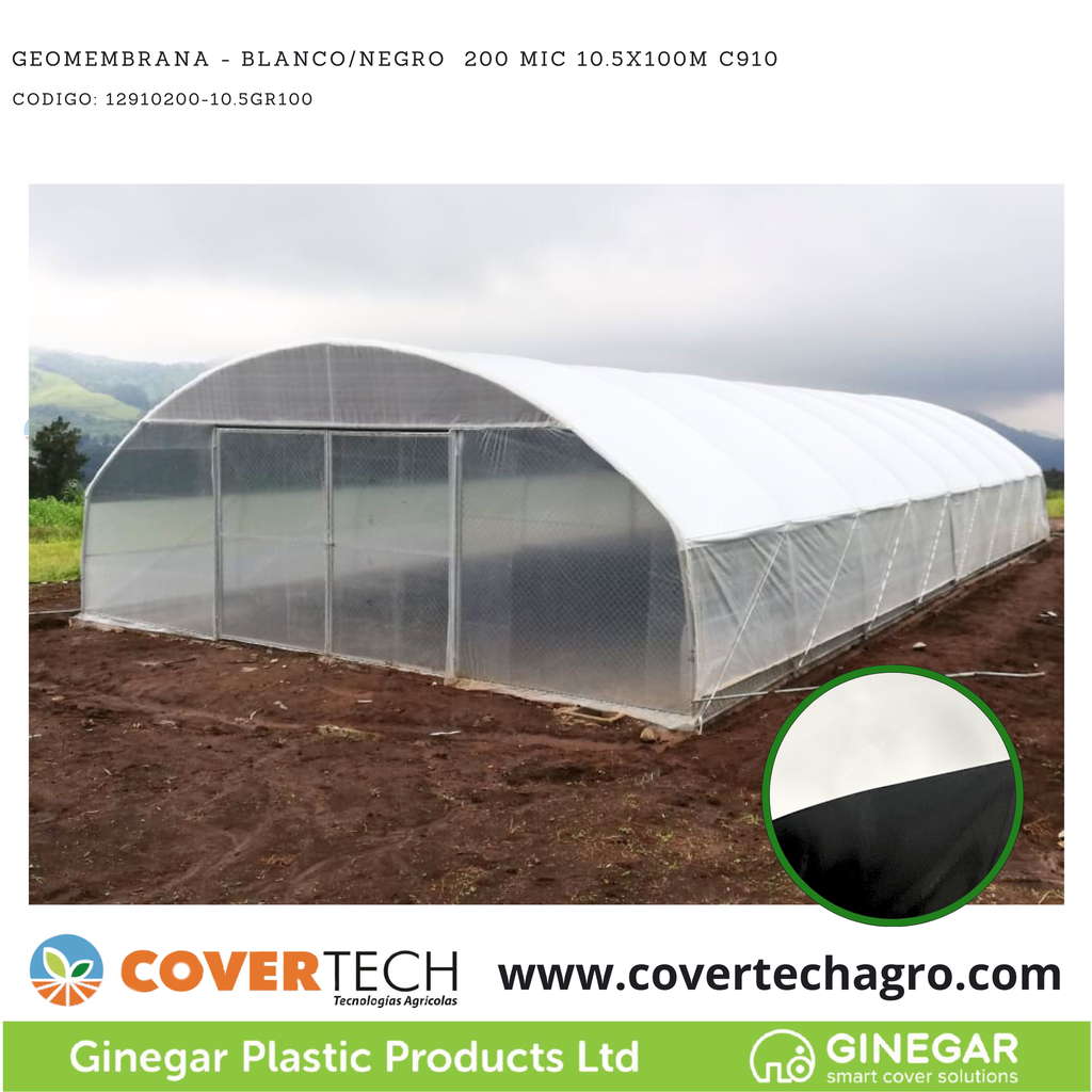  Geomembrana - Blanco/Negro  200Mic (8milesimas) 10.5x100m C910