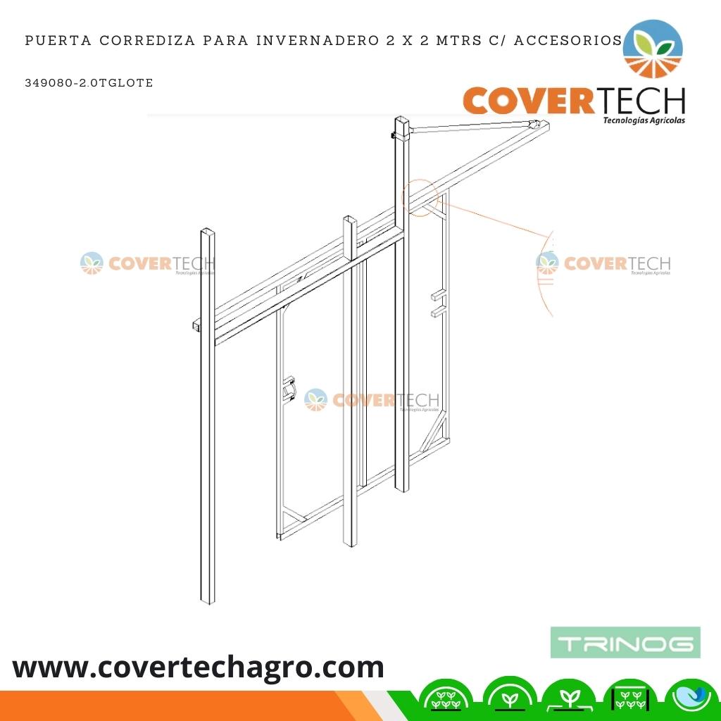 [349080-2.0TGLOTE]  Puerta Corrediza para invernadero 2 x 2 mtrs c/ accesorios