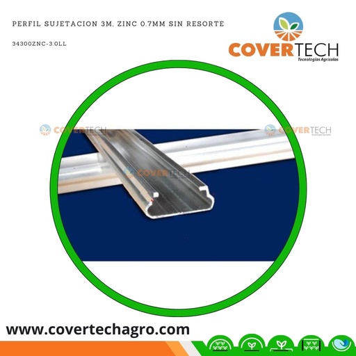 [34300ZNC-3.0LL]  Perfil Sujetacion 3m, Zinc 0.7mm sin resorte