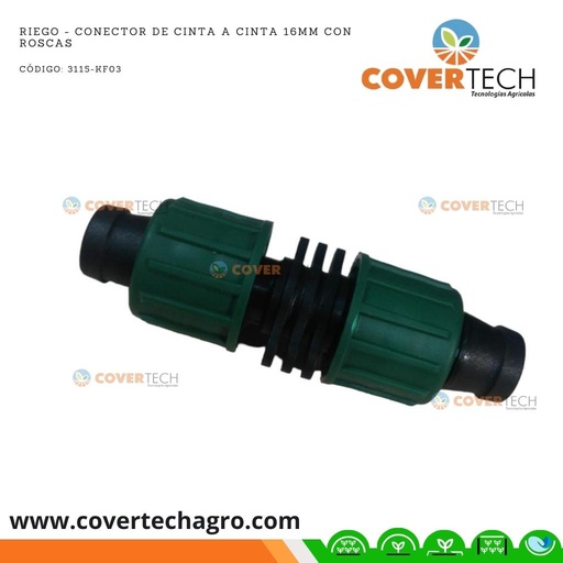 [3115-KF03]  Riego - Conector de Cinta a Cinta 16mm con Roscas