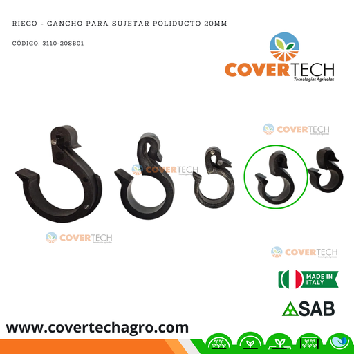 [3110-25SB04]  Riego - Gancho para sujetar poliducto 25mm (3/4") SAB Italia