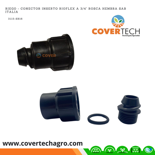 [3115-SB16] Riego - Conector inserto RioFlex a 3/4" rosca hembra SAB Italia