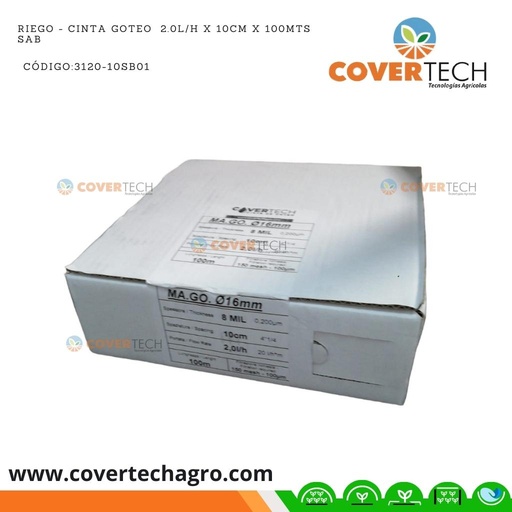 [3120-10SB01] Riego - Cinta goteo  2.0l/h x 10cm x 100mts SAB Italia Mago