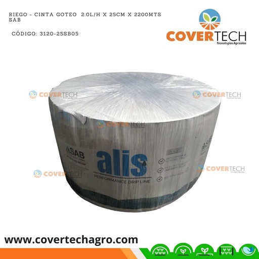 [3120-25SB05] Riego - Cinta goteo  2.0l/h x 25cm x 2200mts SAB Italia Alis