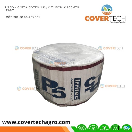 [3120-25KF01] Riego - Cinta goteo 2.1l/h x 25cm x 800mts Italy de pastilla