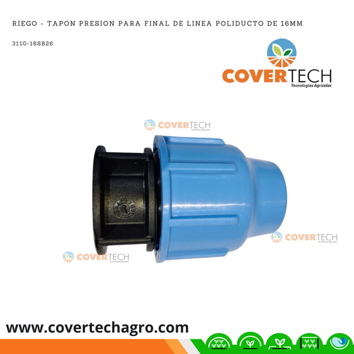 [3110-16SB26] Riego - Tapon PRESION para final de linea poliducto de 16mm (3/8") SAB Italia