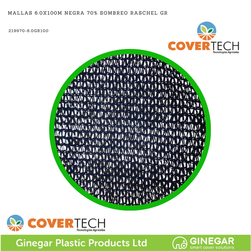 [219970-6.0GR100] Mallas 6.0x100m Negra 70% Sombreo Raschel GR
