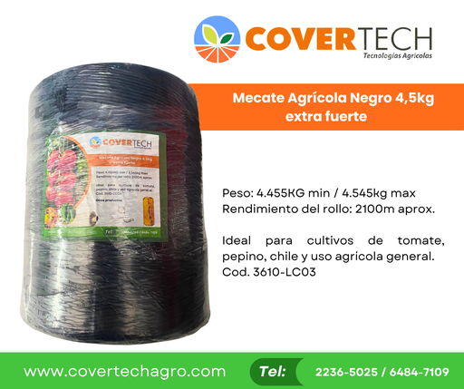 [3610-LC03] Mecate Agricola Negro 4.5kg (130lbs) extra fuerte