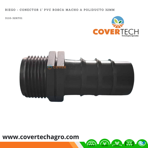 [3110-32KF01] Riego - Conector PVC 1" rosca macho a poliducto 32mm (1")