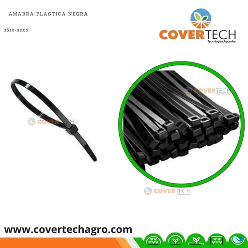 [3510-SD05LOTE] Amarra plastica negra 18¨ (4+a, marchamo de seguridad (100 unidades)