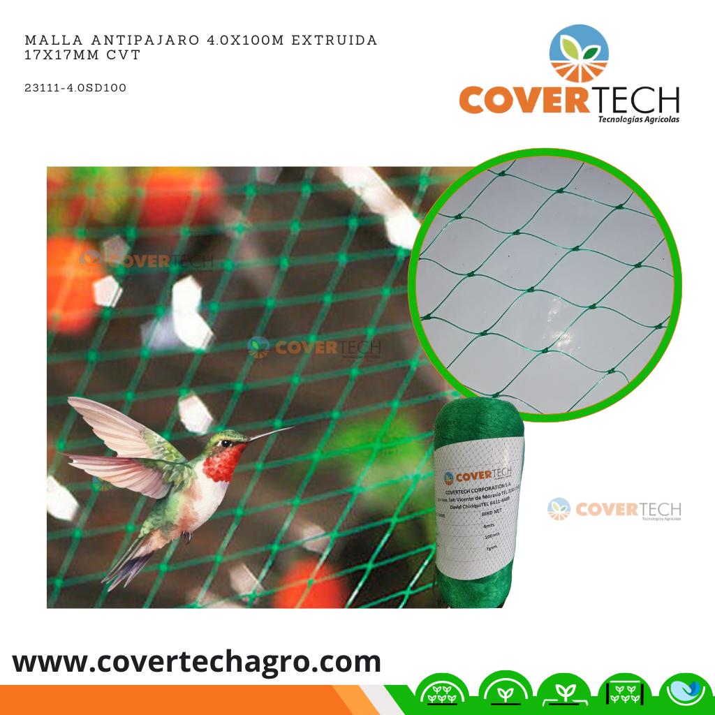  Malla Antipajaro 4.0x100m Extruida 17x17mm CVT