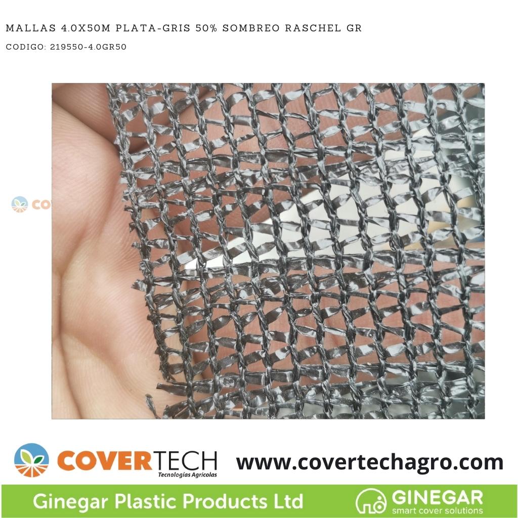  Mallas 4.0x50m Plata-Gris 50% Sombreo Raschel GR