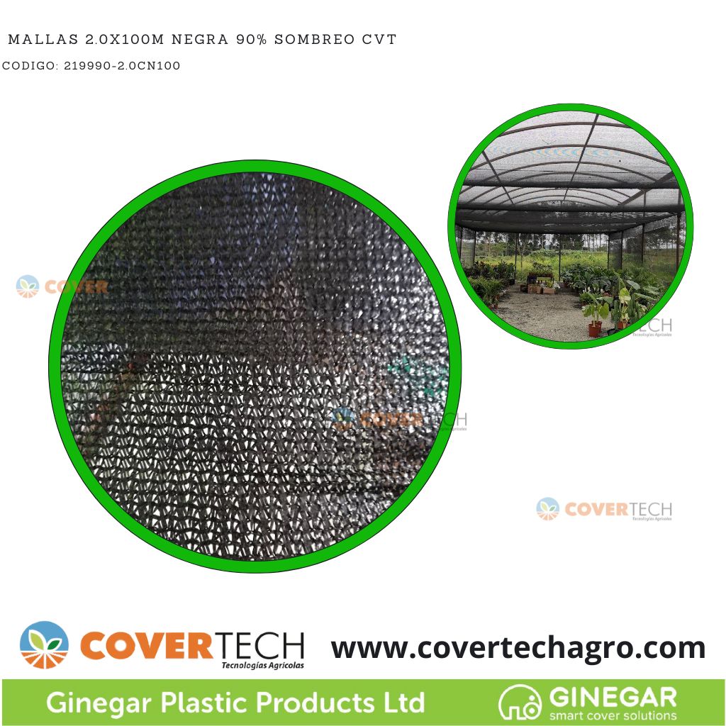 [219990-2.0CN100]  Mallas 2.0x100m Negra 90% Sombreo CVT
