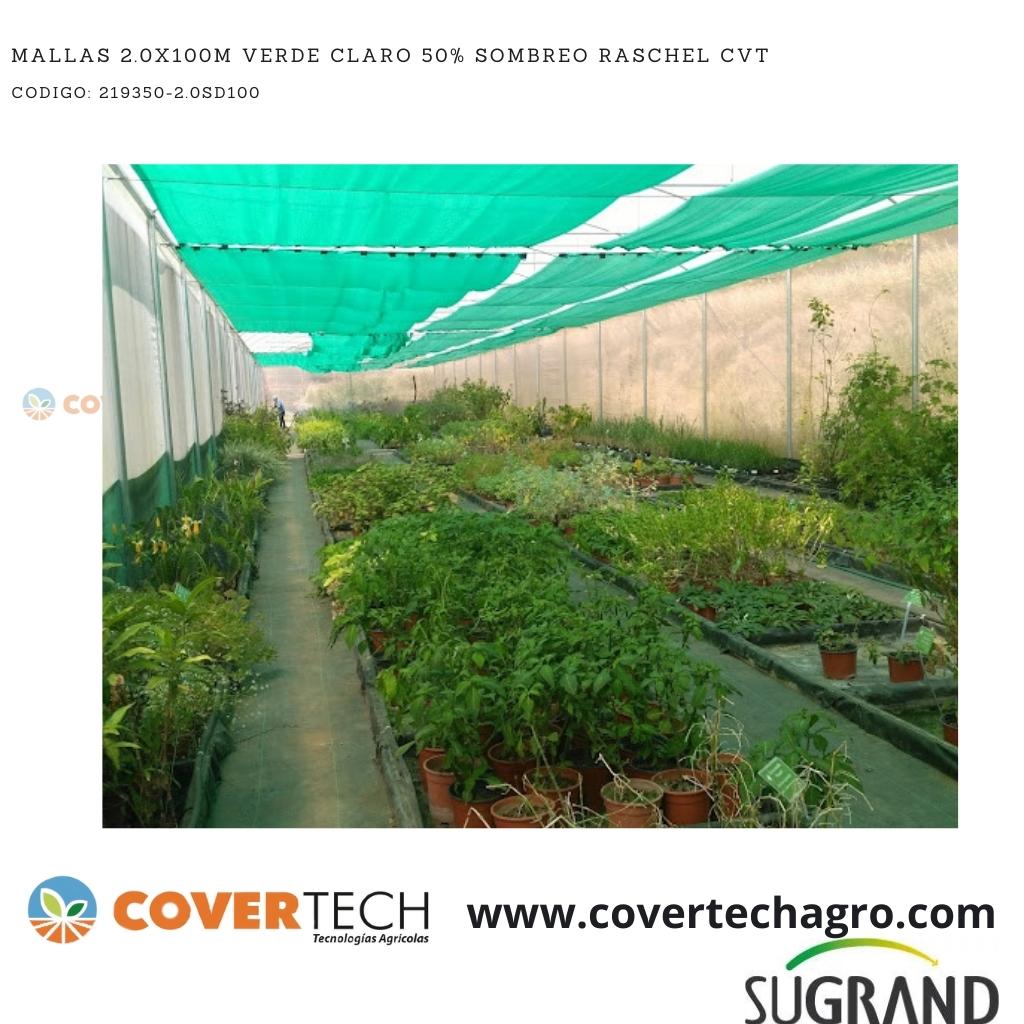  Mallas 2.0x100m Verde Claro 50% Sombreo Raschel CVT