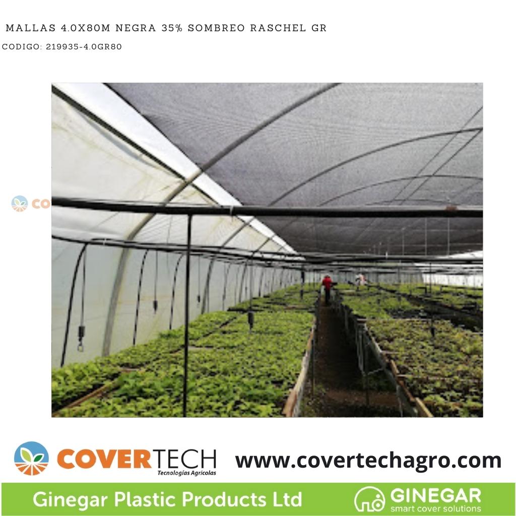  Mallas 4.0x80m Negra 35% Sombreo Raschel GR