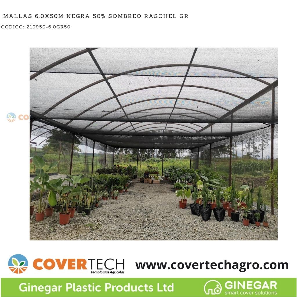 Mallas 6.0x50m Negra 50% Sombreo Raschel GR (3+3)
