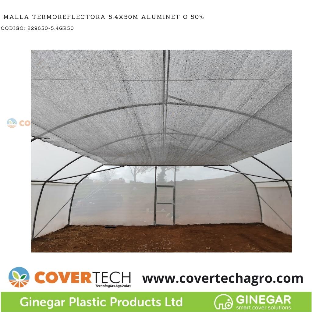 Malla Termoreflectora 5.4x50m Aluminet O 50% (1+4.4) / (2.7+2.7)