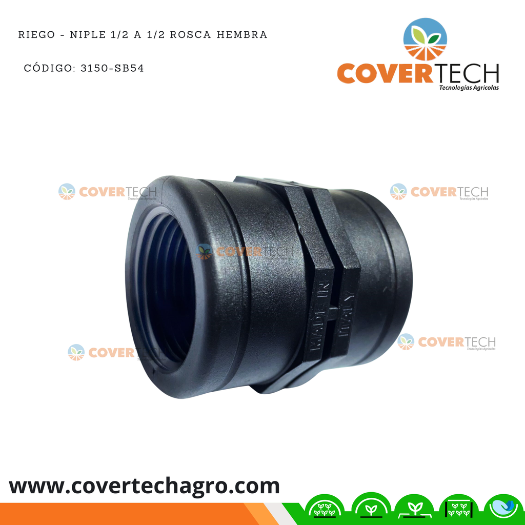  Riego - Niple PVC 1/2" a PVC 1/2" rosca hembra SAB Italia