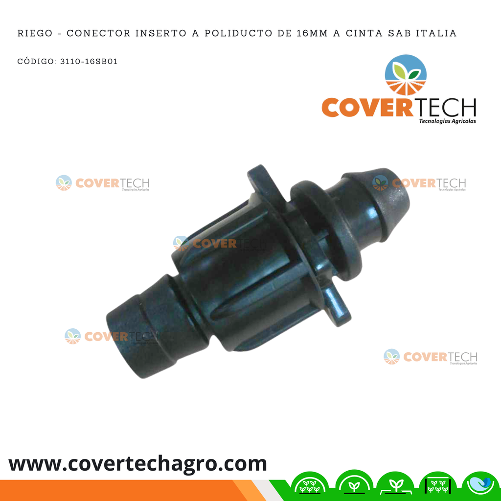  Riego - Conector inserto a poliducto de 16mm a cinta SAB Italia