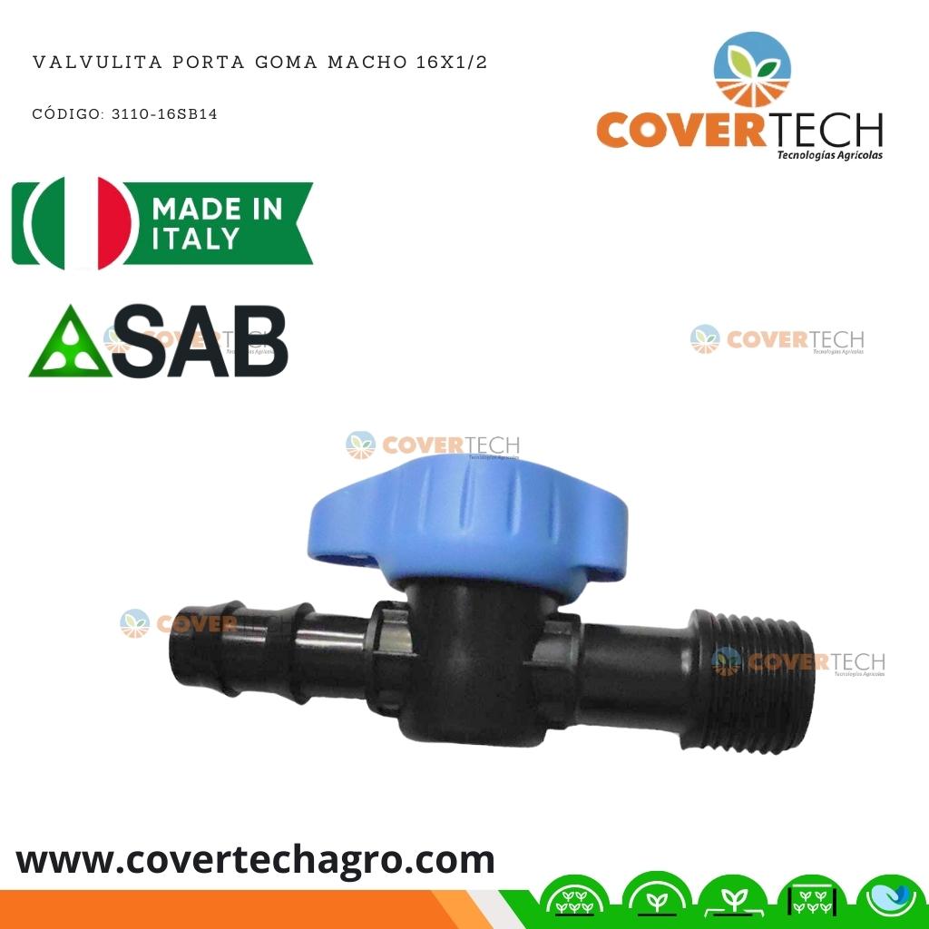 Riego - Valvula PVC 1/2" a poliducto 16mm (3/8") SAB Italia