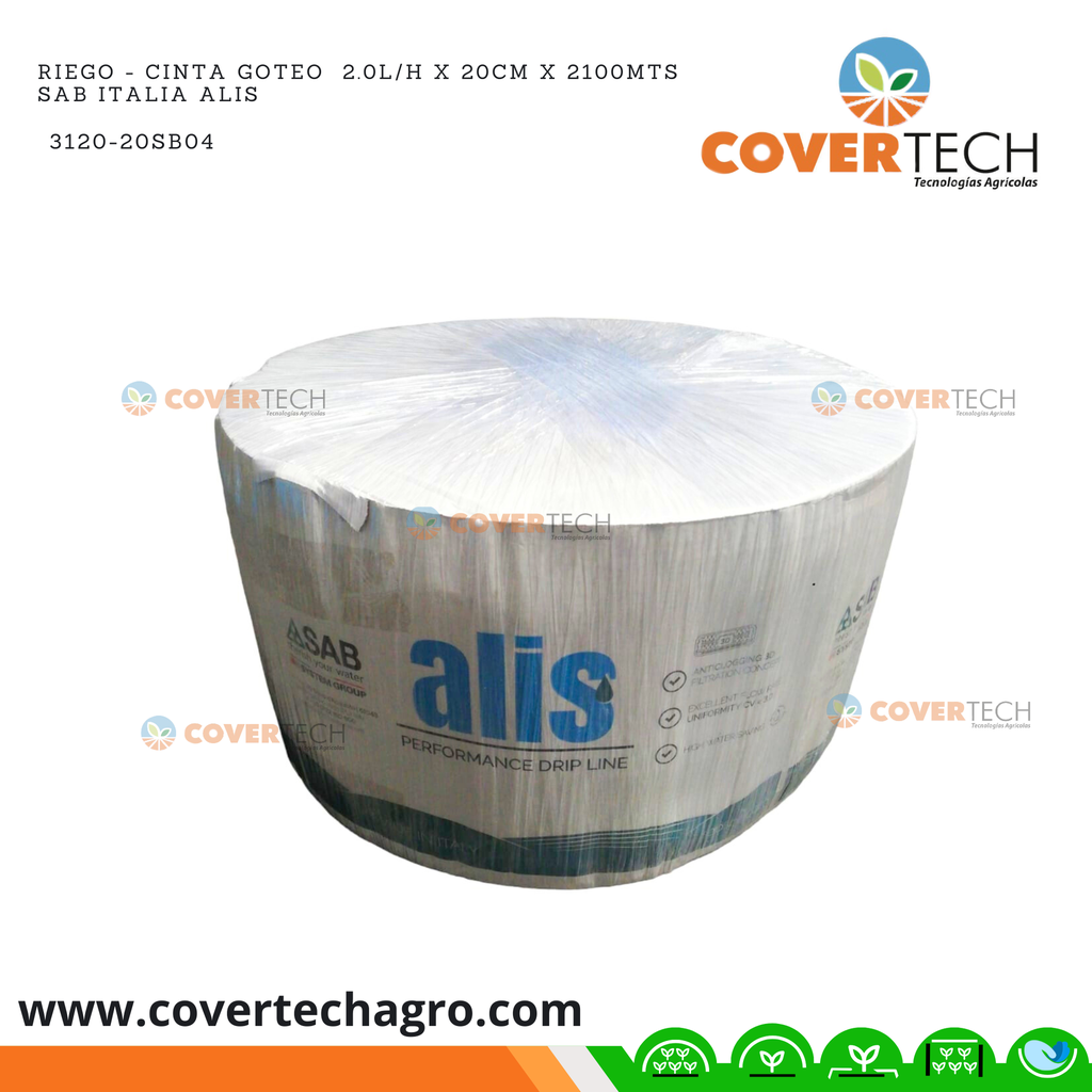 Riego - Cinta goteo  2.0l/h x 20cm x 2100mts SAB Italia Alis