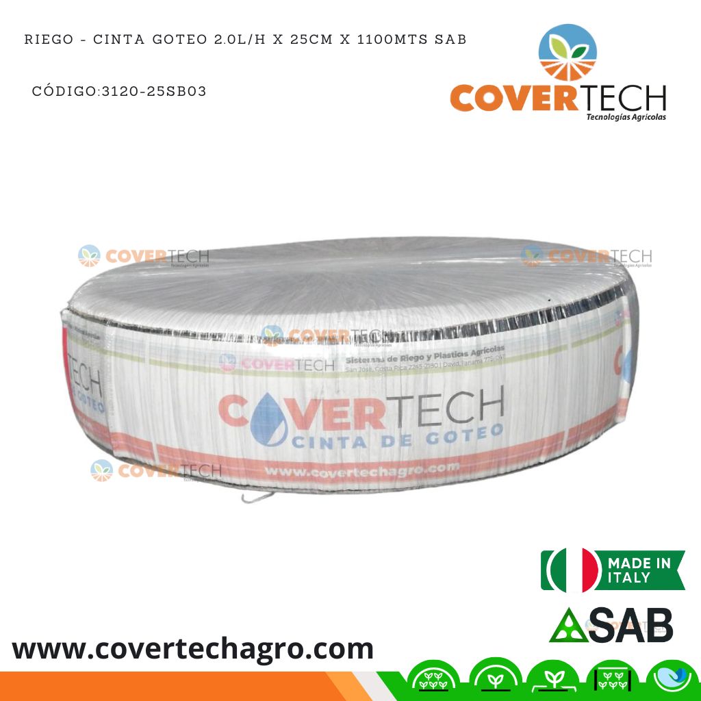 Riego - Cinta goteo  2.0l/h x 25cm x 1100mts SAB Italia Alis
