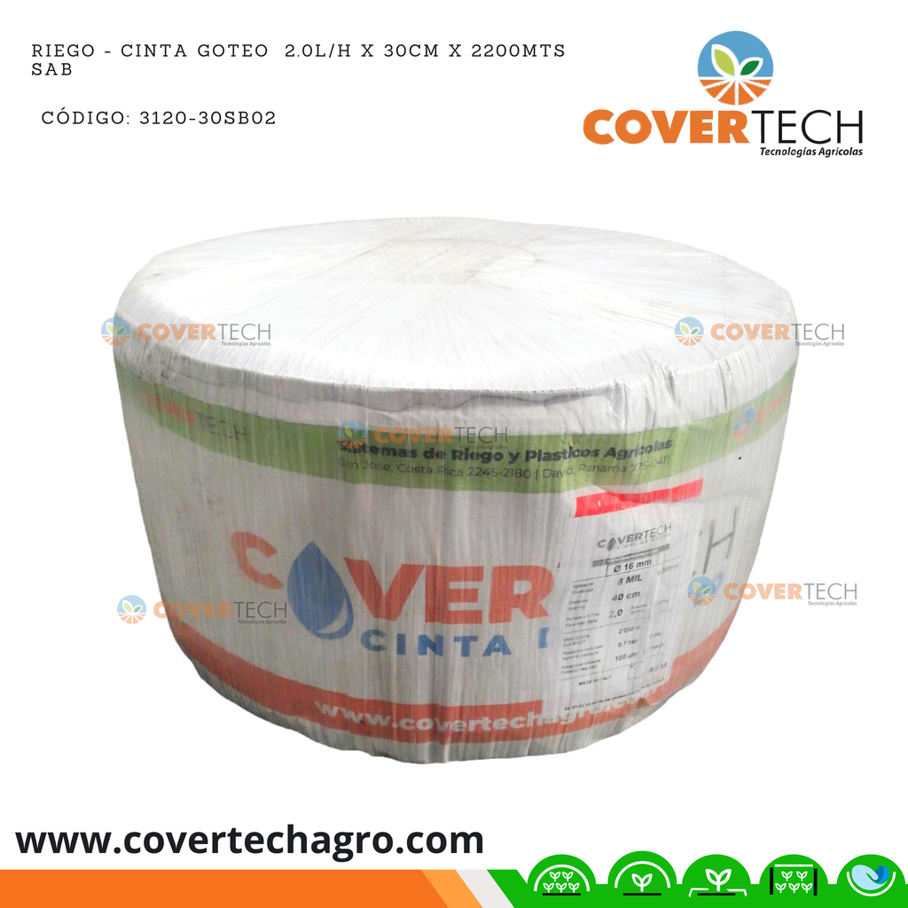 Riego - Cinta goteo  2.0l/h x 30cm x 2200mts SAB Italia Mago
