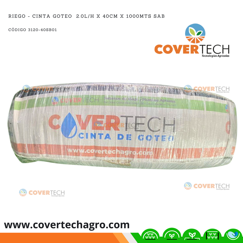 Riego - Cinta goteo  2.0l/h x 40cm x 1000mts SAB Italia Mago