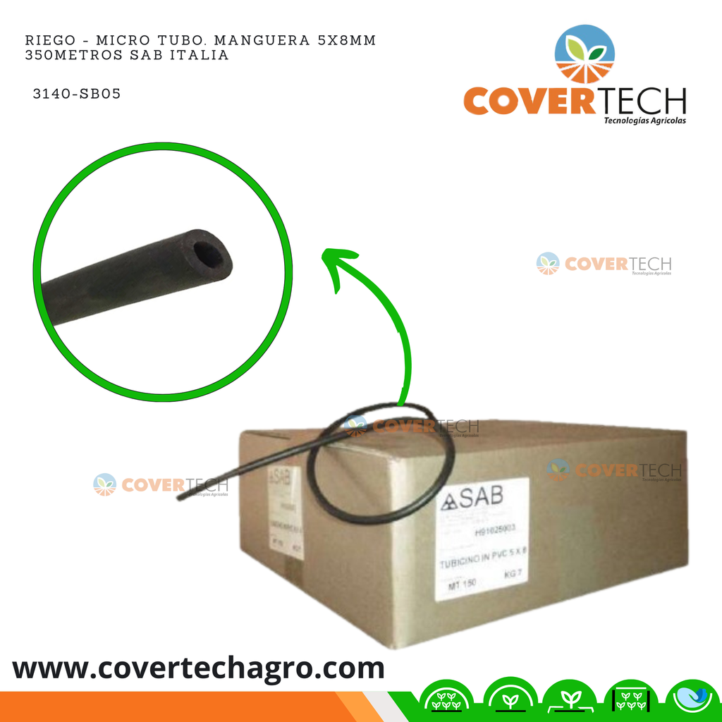 Riego - Microtubo Manguera 5x8mm 350metros SAB Italia