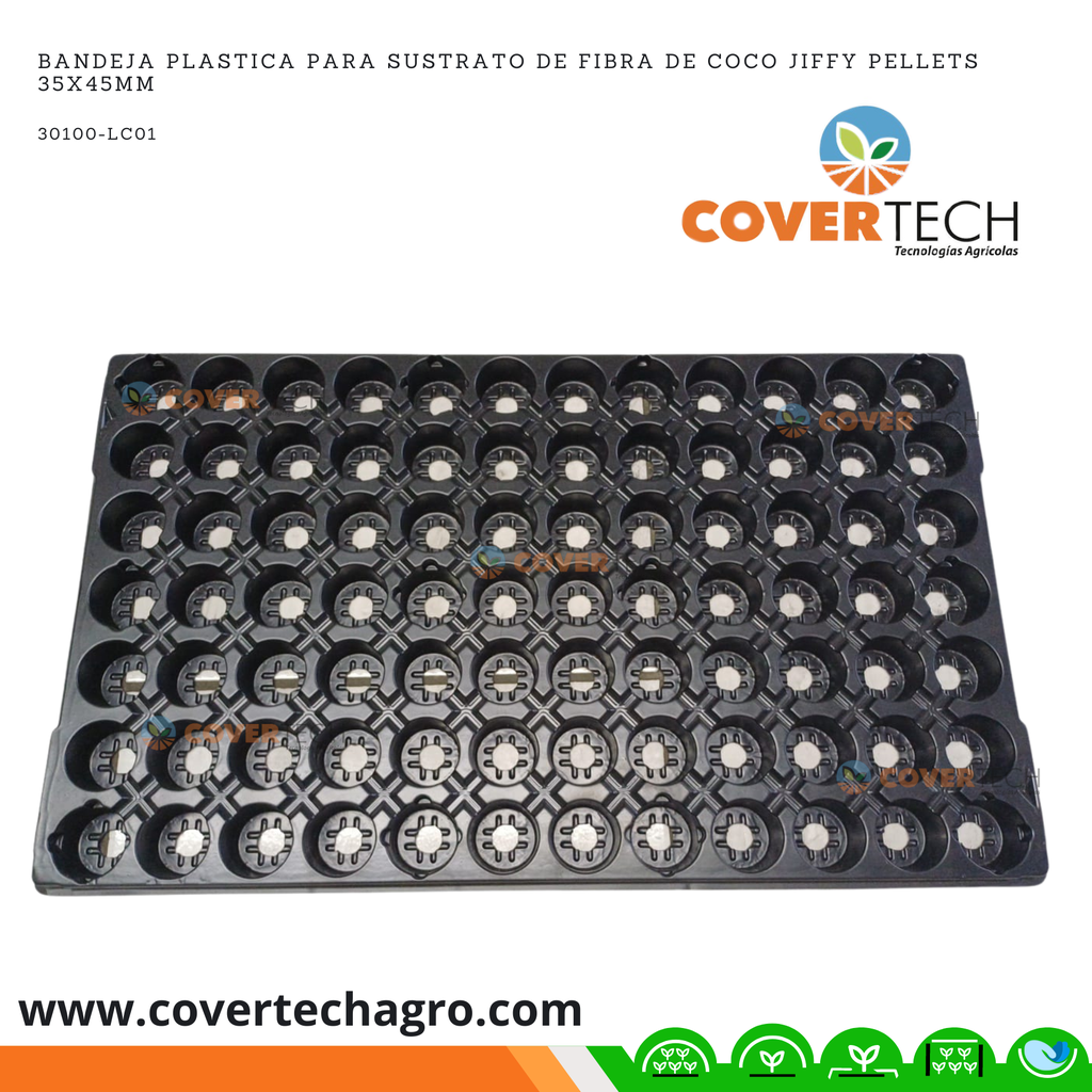 Bandeja Plastica para Sustrato de Fibra de Coco Jiffy Pellets 35x45mm