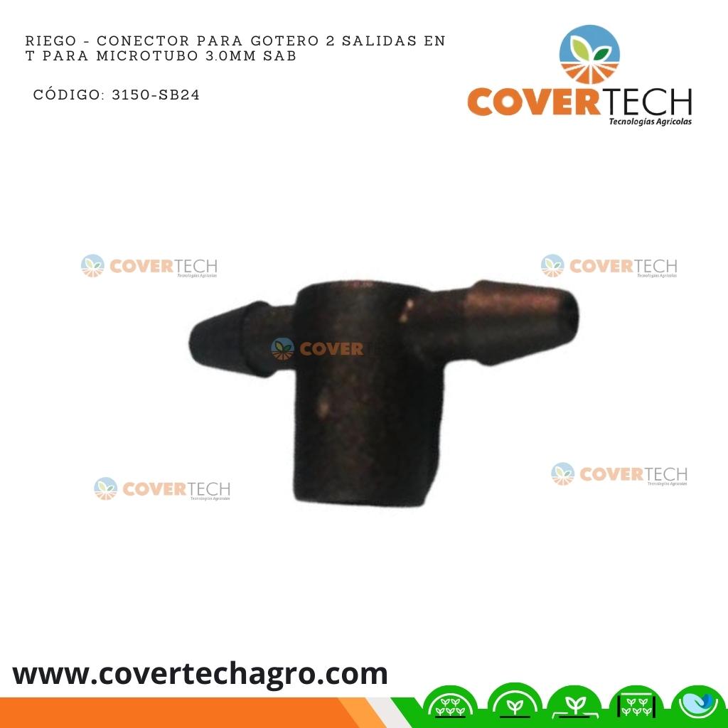  Riego - Conector para gotero 2 salidas en T para microtubo 3.0mm SAB Italia