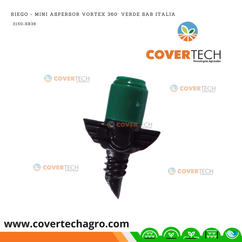  Riego - Mini aspersor Vortex 360° verde SAB Italia
