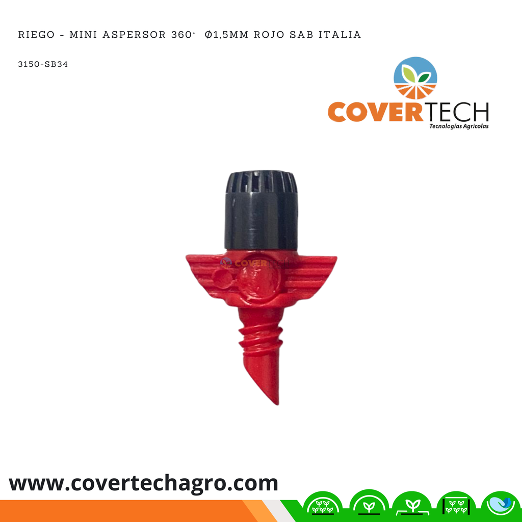  Riego - Mini aspersor 360°  ø1,5mm Rojo SAB Italia