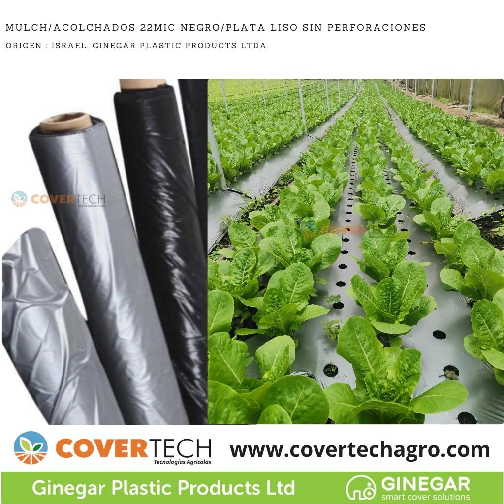 Acolchado Mulch 22MIC 1.30x1220m Negro/Plata Liso C802