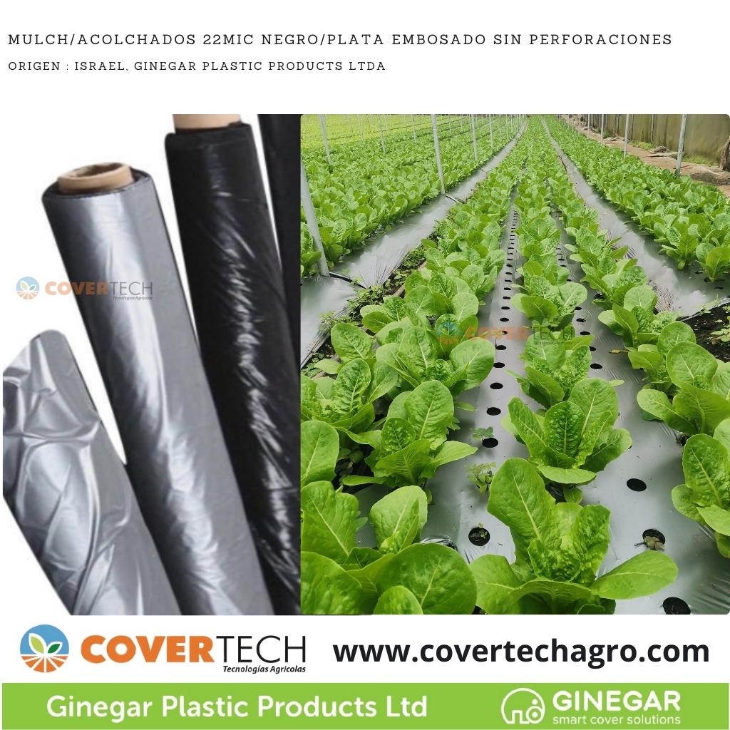 Acolchado Mulch 22MIC 1.30x1220m Negro/Plata Embosado C804