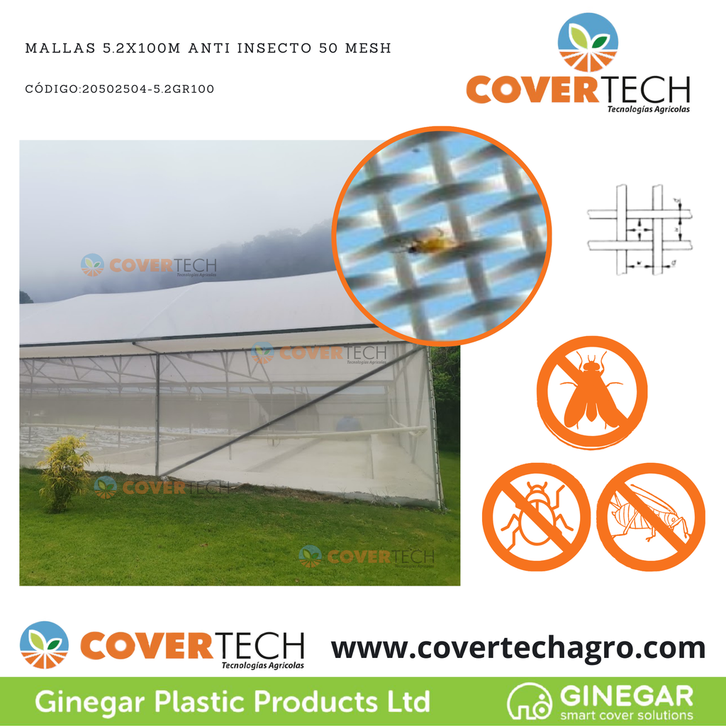 Mallas 5.2x100m Anti Insecto 50 Mesh