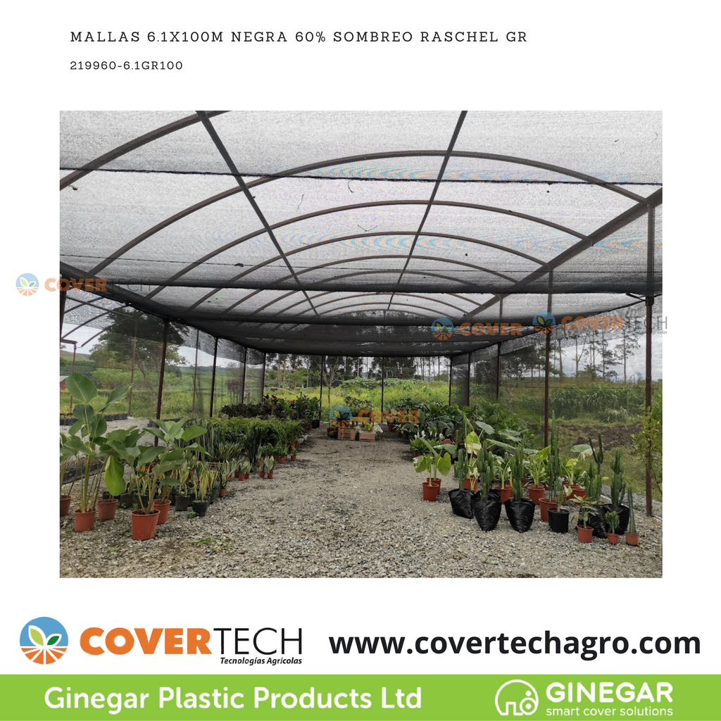 [219960-6.1GR100]  Mallas 6.1x100m Negra 60% Sombreo Raschel GR