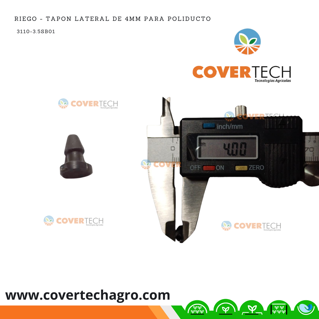 Riego - Tapon lateral de 4mm para poliducto